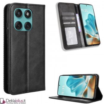 Dirbtinės odos atverčiamas dėklas su skyreliais - juodas (Motorola Edge 60 Fusion/Edge 60) Dirbtinės odos atverčiamas dėklas su skyreliais - juodas (Motorola Edge 60 Fusion/Edge 60)
